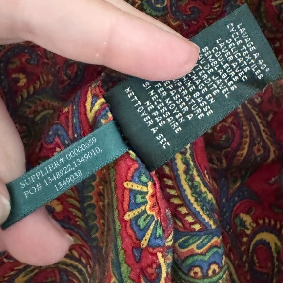 Lauren by Ralph Lauren Red Paisley Button Down Quarter Sleeve Blouse Size MP - Picture 4 of 7